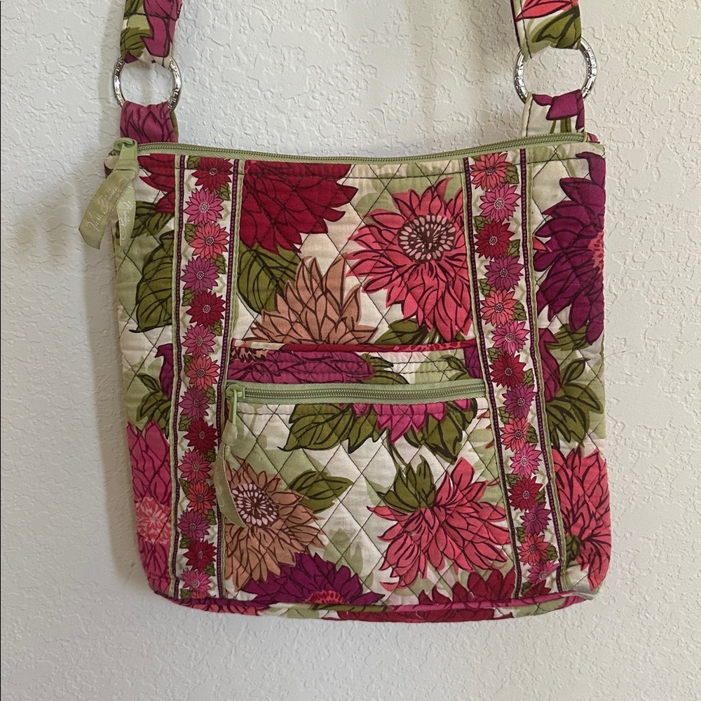 Vera Bradley Quilted Floral Crossbody Bag in Pink and Green